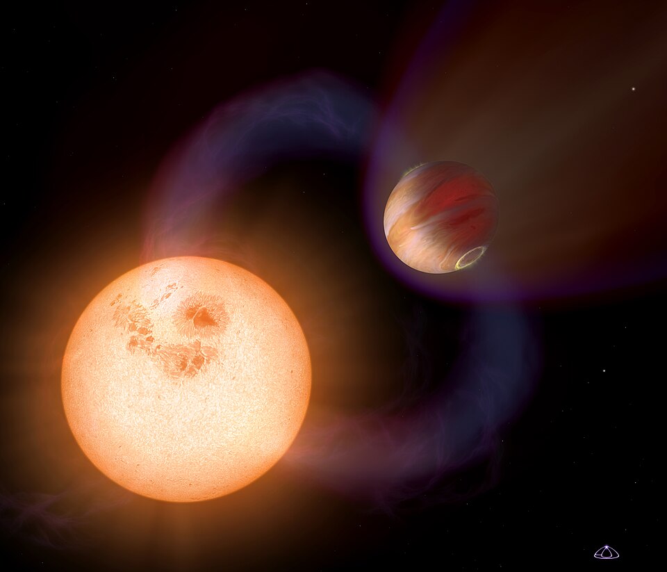 artist impression of two extra solar planets orbiting a local star